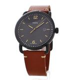 Buy Shop Fossil Commuter Three Hand Date Black Dial Brown Leather Strap Watch for Men - FS5276 USA Online