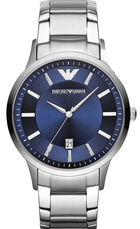 Buy Shop Emporio Armani Renato Quartz Blue Dial Silver Steel Strap Watch For Men - AR11182 USA Online