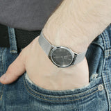 Buy Shop Calvin Klein Minimal Grey Dial Silver Mesh Bracelet Watch for Men - K3M21124 USA Online