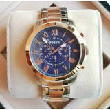 Buy Shop Fossil Grant Chronograph Blue Dial Two Tone Steel Strap Watch for Men - FS5024 USA Online