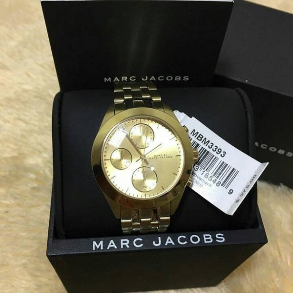 Buy Shop Marc Jacobs Peeker Chronograph Gold Dial Gold Steel Strap Watch for Women - MBM3393 USA Online