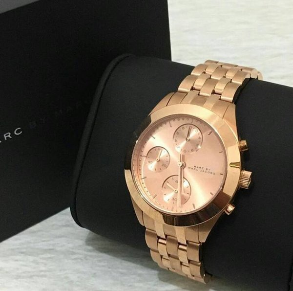 Buy Shop Marc Jacobs Peeker Chronograph Rose Gold Dial Rose Gold Steel Strap Watch for Women - MBM3394 USA Online