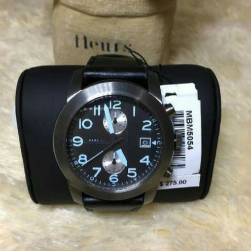 Buy Shop Marc Jacobs Larry Chronograph Black Dial Black Leather Strap Watch for Men - MBM5054 USA Online