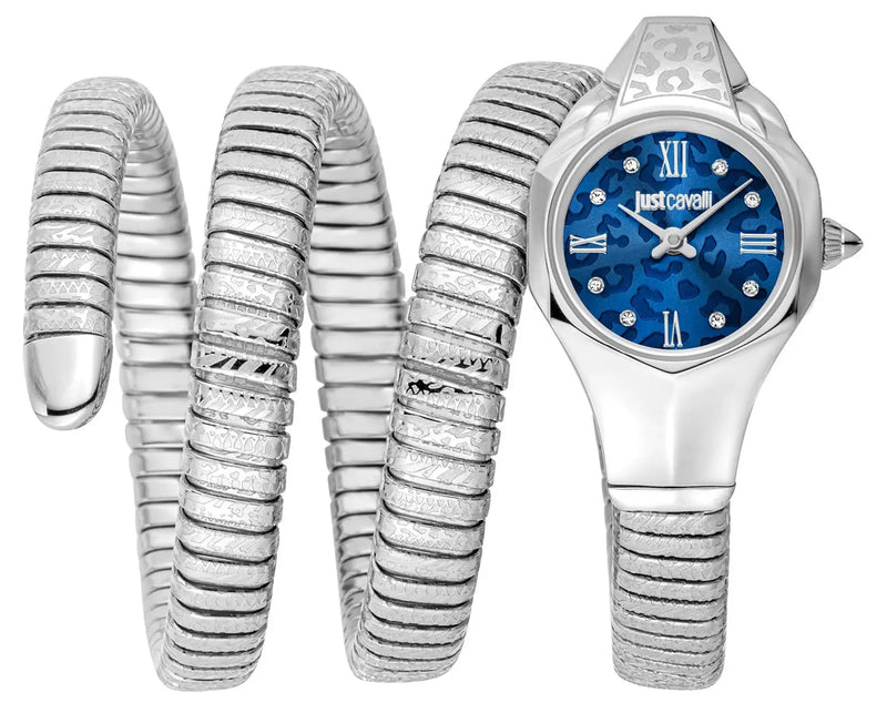 Buy Shop Just Cavalli Ravenna Blue Dial Silver Steel Strap Watch for Women - JC1L271M0015 USA Online