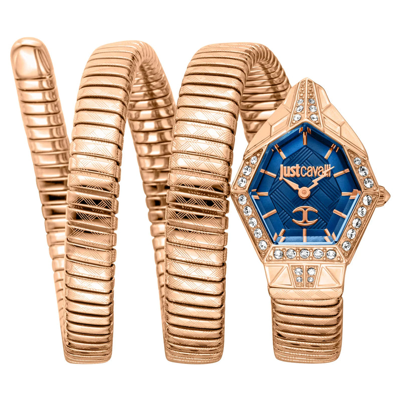 Buy Shop Just Cavalli Mesmerizing Blue Dial Rose Gold Steel Strap Watch for Women - JC1L304M0045 USA Online