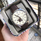 Buy Shop Fossil Townsman Automatic White Dial Brown Leather Strap Watch for Men - ME3064 USA Online