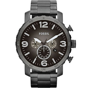Buy Shop Fossil Nate Chronograph Gunmetal Dial Grey Steel Strap Watch for Men - JR1437 USA Online