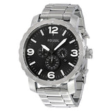 Buy Shop Fossil Nate Chronograph Black Dial Silver Steel Strap Watch for Men - JR1353 USA Online