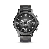 Buy Shop Fossil Nate Chronograph Gunmetal Dial Grey Steel Strap Watch for Men - JR1437 USA Online