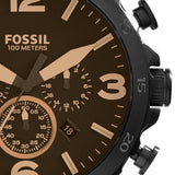 Buy Shop Fossil Nate Chronograph Brown Dial Brown Leather Strap Watch for Men - JR1487 USA Online