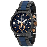 Buy Shop Fossil Nate Chronograph Blue Dial Two Tone Steel Strap Watch for Men - JR1494 USA Online