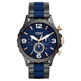 Buy Shop Fossil Nate Chronograph Blue Dial Two Tone Steel Strap Watch for Men - JR1494 USA Online