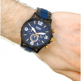 Buy Shop Fossil Nate Chronograph Blue Dial Two Tone Steel Strap Watch for Men - JR1494 USA Online