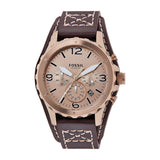 Buy Shop Fossil Nate Chronograph Gold Dial Brown Leather Strap Watch for Men - JR1495 USA Online