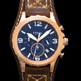 Buy Shop Fossil Nate Chronograph Blue Dial Brown Leather Strap Watch for Men - JR1505 USA Online