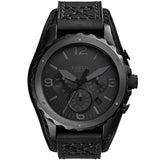 Buy Shop Fossil Nate Chronograph Black Dial Black Leather Strap Watch for Men - JR1510 USA Online