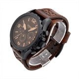 Buy Shop Fossil Nate Chronograph Brown Dial Brown Leather Strap Watch for Men - JR1511 USA Online