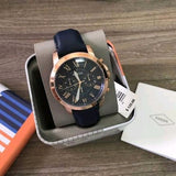 Buy Shop Fossil Grant Chronograph Grey Dial Black Leather Strap Watch for Men - FS5085 USA Online