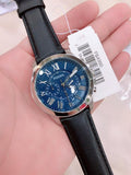Buy Shop Fossil Grant Chronograph Blue Dial Black Leather Strap Watch for Men - FS4990 USA Online