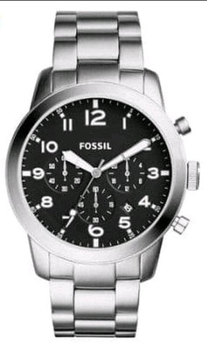 Buy Shop Fossil Pilot Chronograph Black Dial Silver Steel Strap Watch for Men - FS5141 USA Online