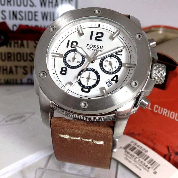 Buy Shop Fossil Modern Machine White Dial Brown Leather Strap Watch for Men - FS4929 USA Online
