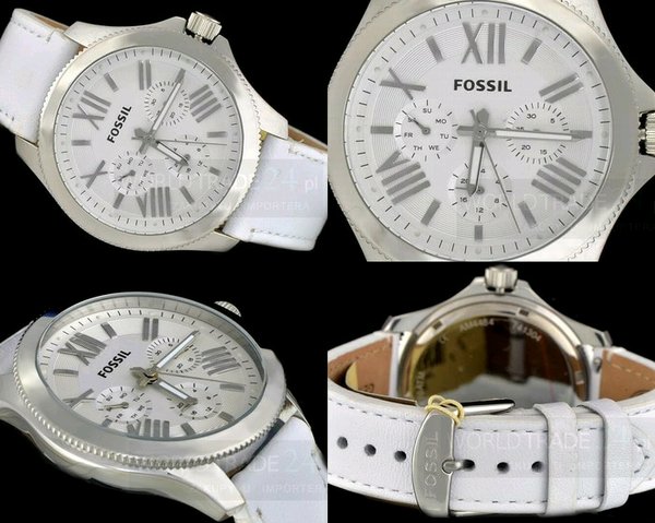 Buy Shop Fossil Cecile White Dial White Leather Strap Watch for Women - AM4484 USA Online