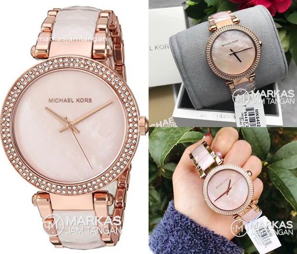 Buy Shop Michael Kors Parker Mother of Pearl Pink Dial Two Tone Steel Strap Watch for Women - MK6402 USA Online