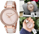 Buy Shop Michael Kors Parker Mother of Pearl Pink Dial Two Tone Steel Strap Watch for Women - MK6402 USA Online