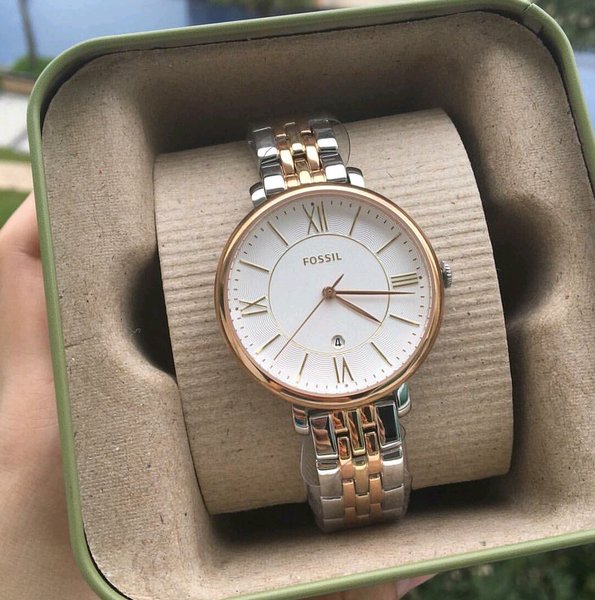 Buy Shop Fossil Jacqueline White Dial Two Tone Steel Strap Watch for Women - ES3844 USA Online