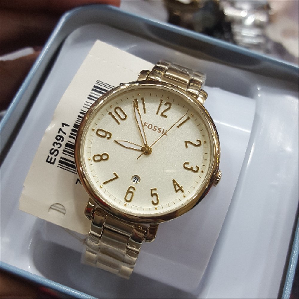 Buy Shop Fossil Jacqueline Gold Dial Gold Steel Strap Watch for Women - ES3971 USA Online