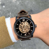 Buy Shop Fossil Commuter Automatic Black Dial Brown Leather Strap Watch for Men - ME3158 USA Online