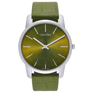 Buy Shop Calvin Klein City Green Dial Green Leather Strap Watch for Men - K2G211WL USA Online