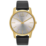 Buy Shop Calvin Klein City Silver Dial Black Leather Strap Watch For Men - K2G21520 USA Online
