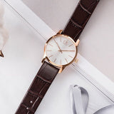 Buy Shop Calvin Klein City White & Gold Dial Brown Leather Strap Watch For Women - K2G23620 USA Online