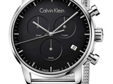 Calvin Klein City Chronograph Black Dial Silver Mesh Bracelet Watch for Men - K2G27121