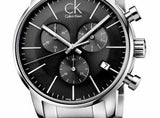 Calvin Klein City Chronograph Black Dial Silver Steel Strap Watch for Men - K2G27143