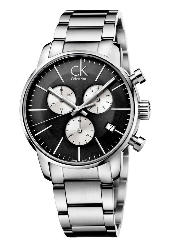 Buy Shop Calvin Klein City Chronograph Black Dial Silver Steel Strap Watch for Men - K2G2714X USA Online