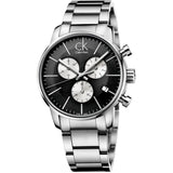 Calvin Klein City Chronograph Black Dial Silver Steel Strap Watch for Men - K2G2714X