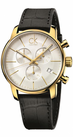 Buy Shop Calvin Klein City Chronograph Silver Dial Black Leather Strap Watch for Men - K2G275C6 USA Online