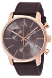 Buy Shop Calvin Klein City Chronograph Grey Dial Brown Leather Strap Watch for Men - K2G276G3 USA Online
