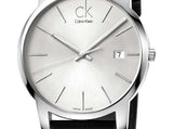 Buy Shop Calvin Klein City Date Silver Dial Black Leather Strap Watch for Men - K2G2G1C6 USA Online