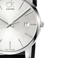 Buy Shop Calvin Klein City Date Silver Dial Black Leather Strap Watch for Men - K2G2G1C6 USA Online