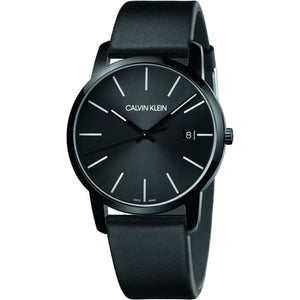 Buy Shop Calvin Klein City Quartz Black Dial Black Leather Strap Watch for Men - K2G2G4CX USA Online