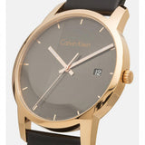 Buy Shop Calvin Klein City Quartz Grey Dial Black Leather Strap Watch for Men - K2G2G6C3 USA Online