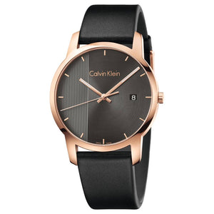 Buy Shop Calvin Klein City Quartz Grey Dial Black Leather Strap Watch for Men - K2G2G6C3 USA Online