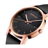 Buy Shop Calvin Klein City Quartz Black Dial Black Leather Strap Watch for Men - K2G2G6CZ USA Online