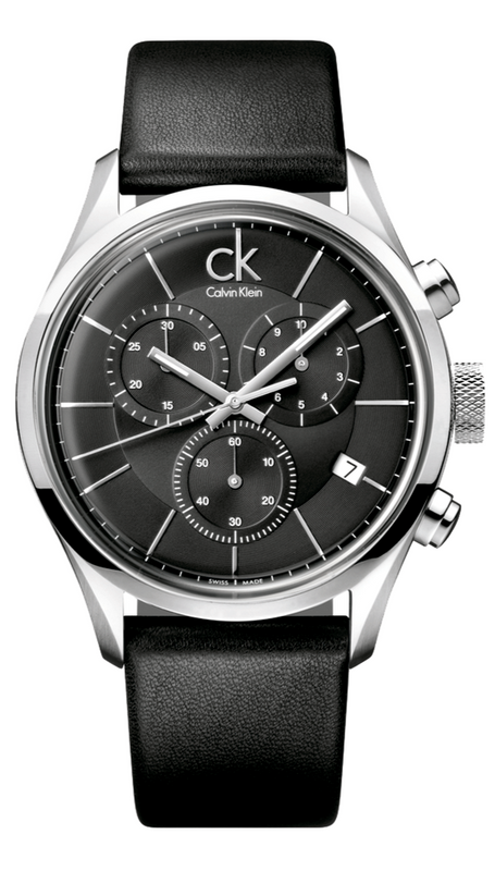 Buy Shop Calvin Klein Masculine Chronograph Black Dial Black Leather Strap Watch for Men - K2H27102 USA Online