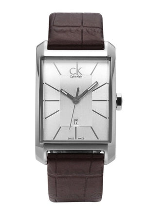 Buy Shop Calvin Klein Window Silver Dial Brown Leather Strap Watch for Women - K2M23126 USA Online