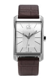 Calvin Klein Window Silver Dial Brown Leather Strap Watch for Women - K2M23126