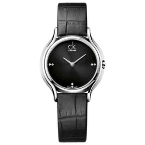 Buy Shop Calvin Klein Skirt Black Dial Black Leather Strap Watch for Women - K2U231CS USA Online